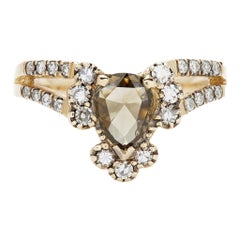 Maniamania Ritual Engagement Ring in 14k Gold with Rose Cut Champagne Diamond