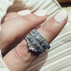 Maniamania Sacred Eternity Wedding Band in 14 Karat Gold and White Diamonds