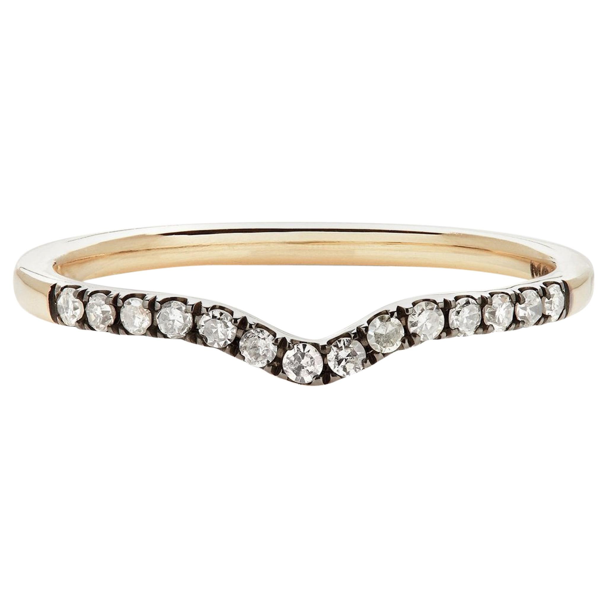 Maniamania Unity Wedding Band in 14 Karat Yellow Gold and White Diamonds For Sale