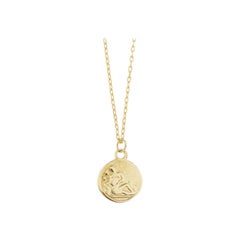 Maniamania Zodiac Aquarius Coin Charm Pendant in 14 Karat Gold
