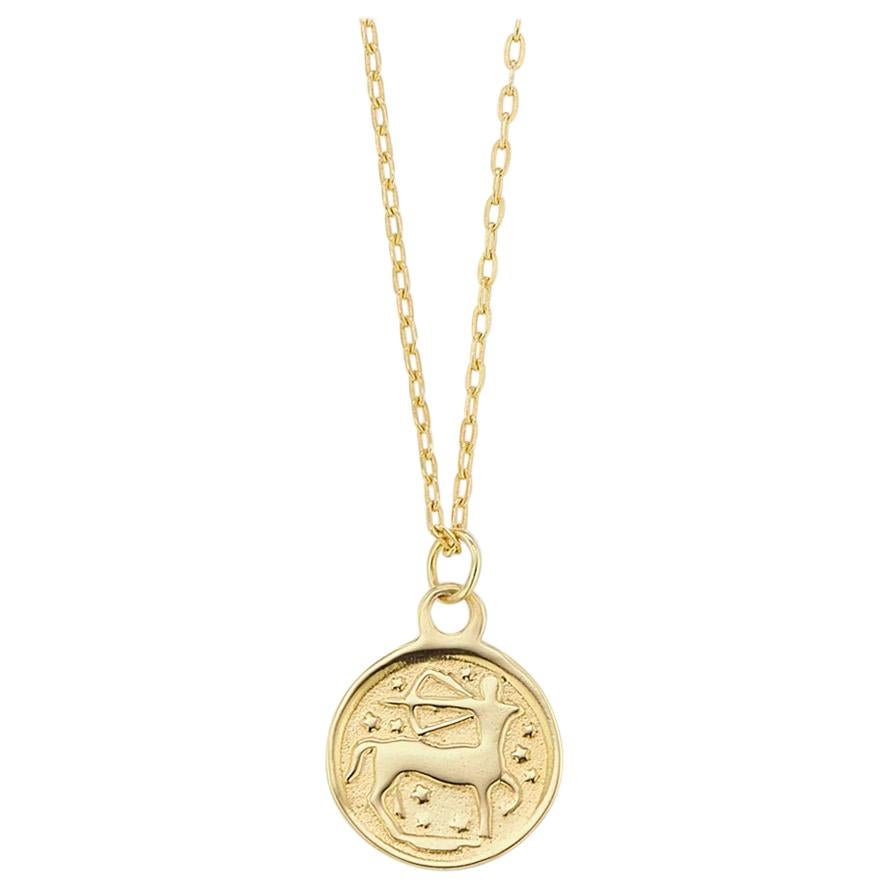 Maniamania Zodiac Sagittarius Coin Charm Pendant in 14 Karat Gold