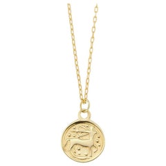 Maniamania Zodiac Sagittarius Coin Charm Pendant in 14 Karat Gold