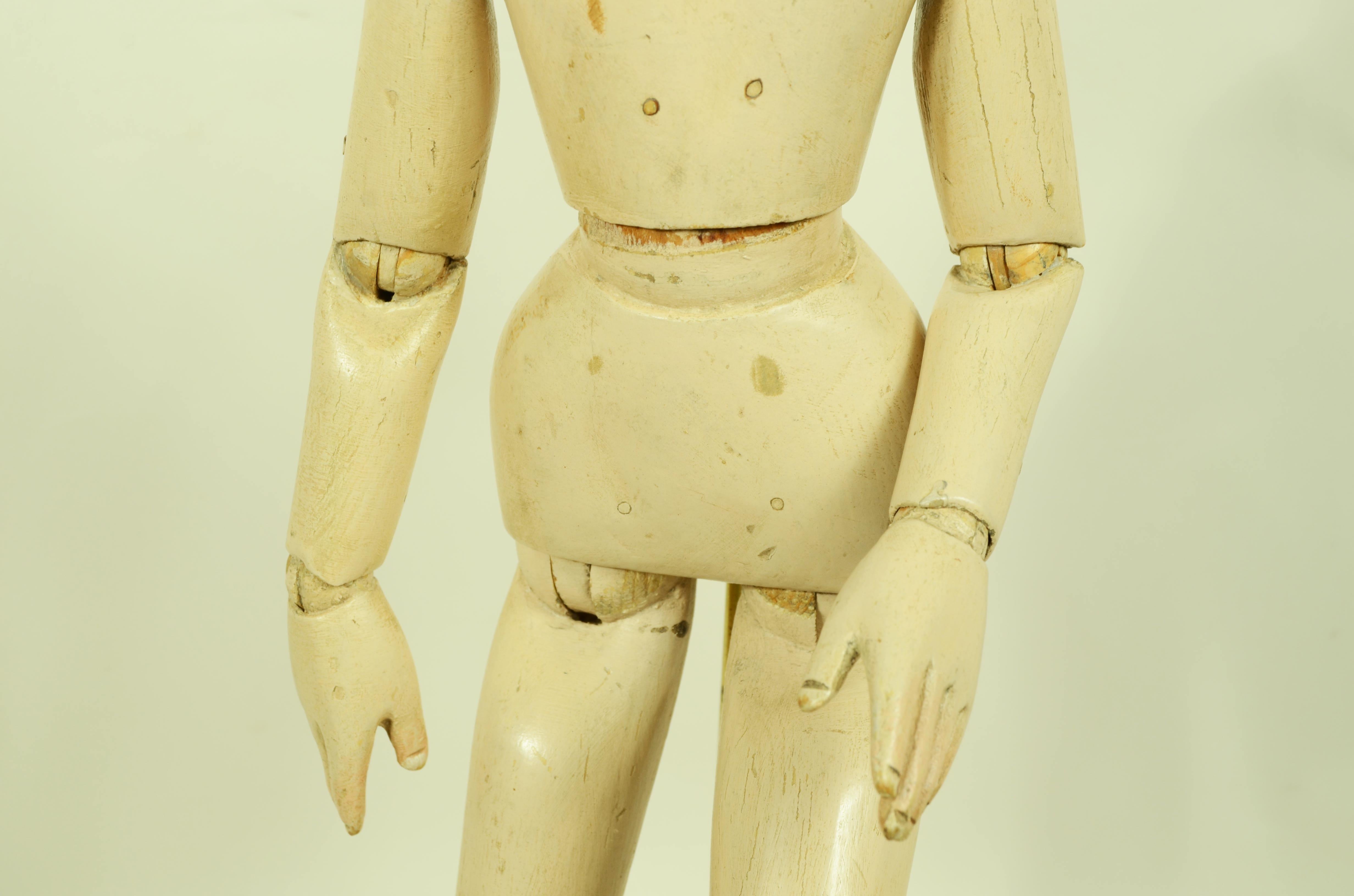 Manichino maschile da artista snodabile  fine '800 in legno di faggio 19.7 in 4