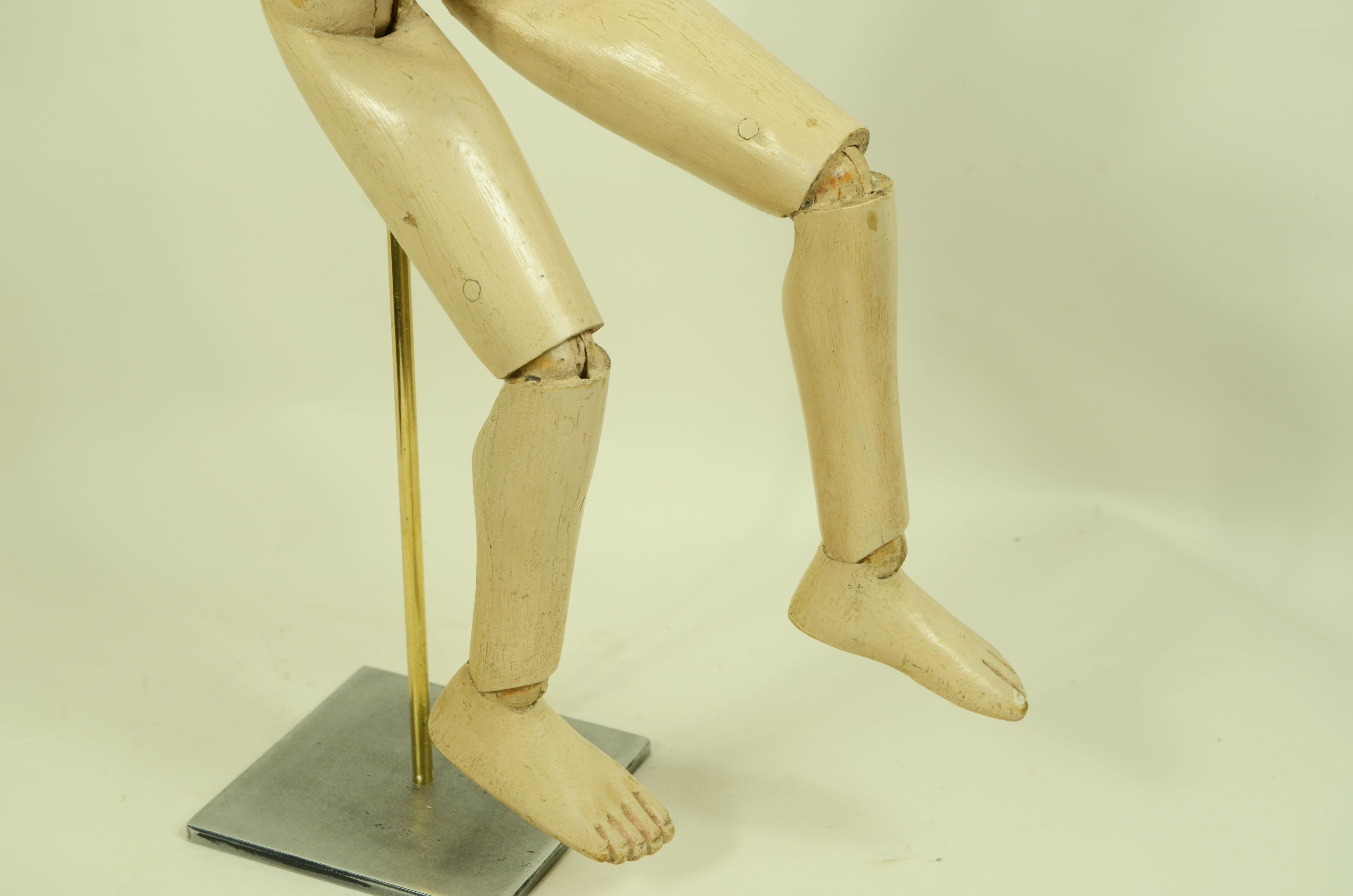 Manichino maschile da artista snodabile  fine '800 in legno di faggio 19.7 in 6