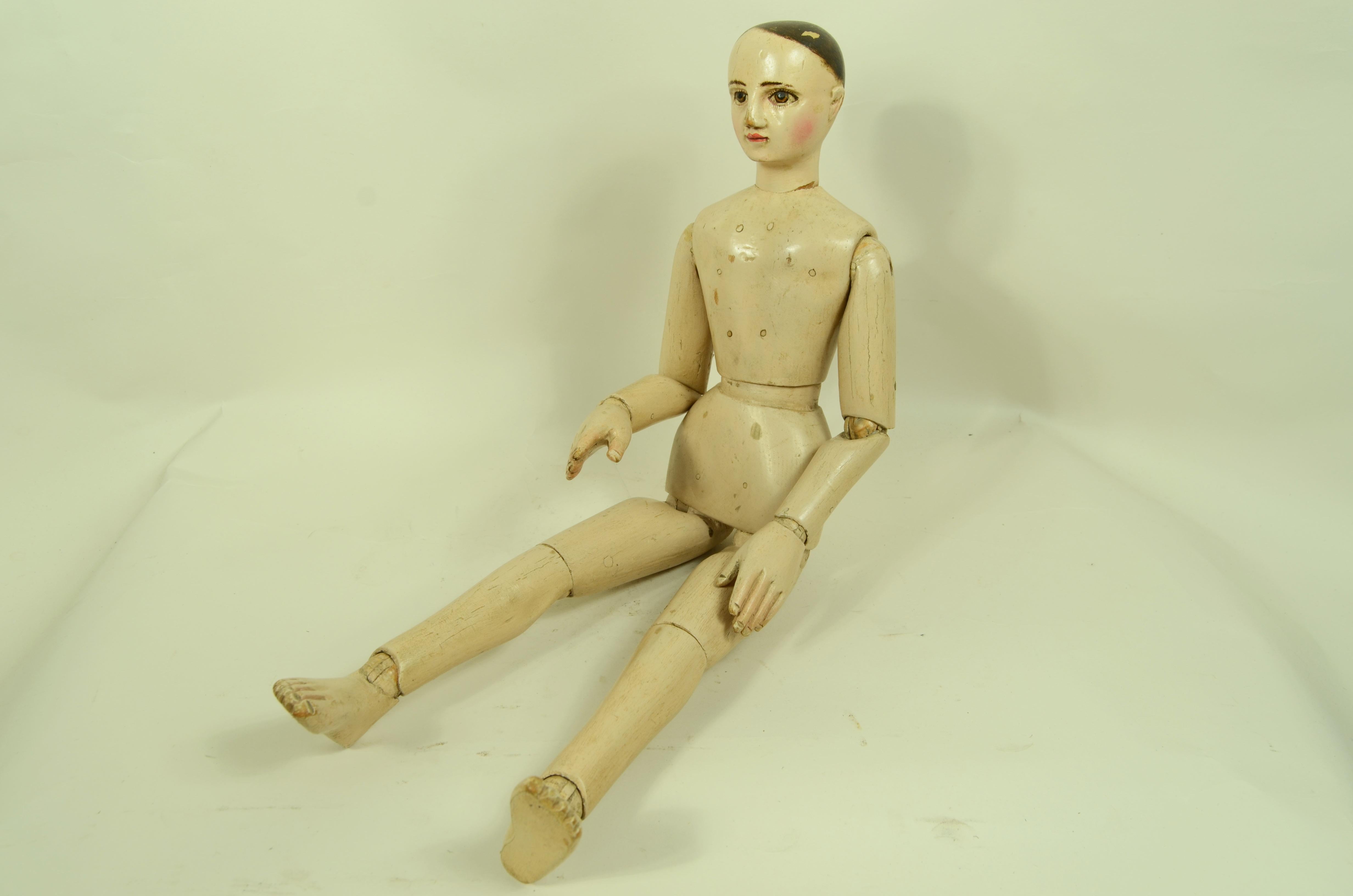 Manichino maschile da artista snodabile  fine '800 in legno di faggio 19.7 in 7