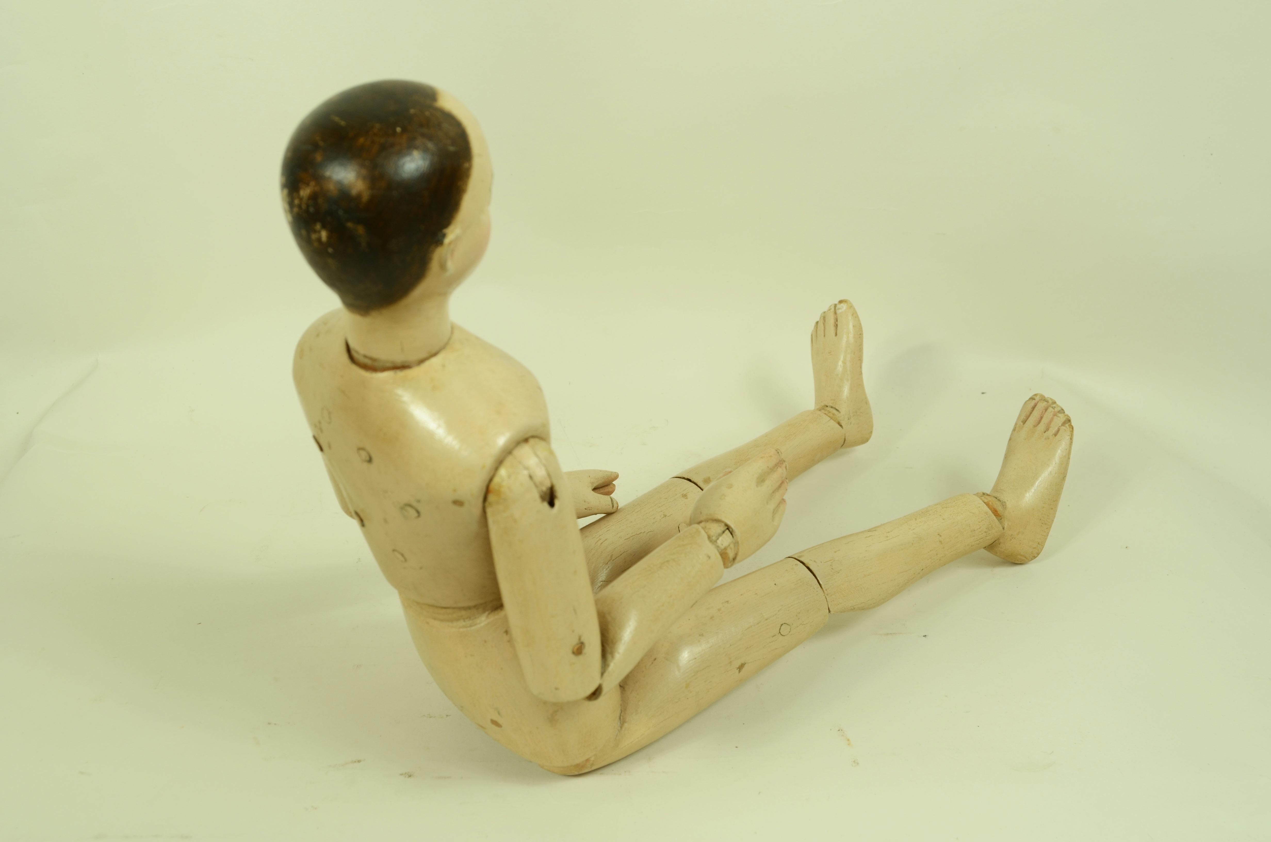Manichino maschile da artista snodabile  fine '800 in legno di faggio 19.7 in 8