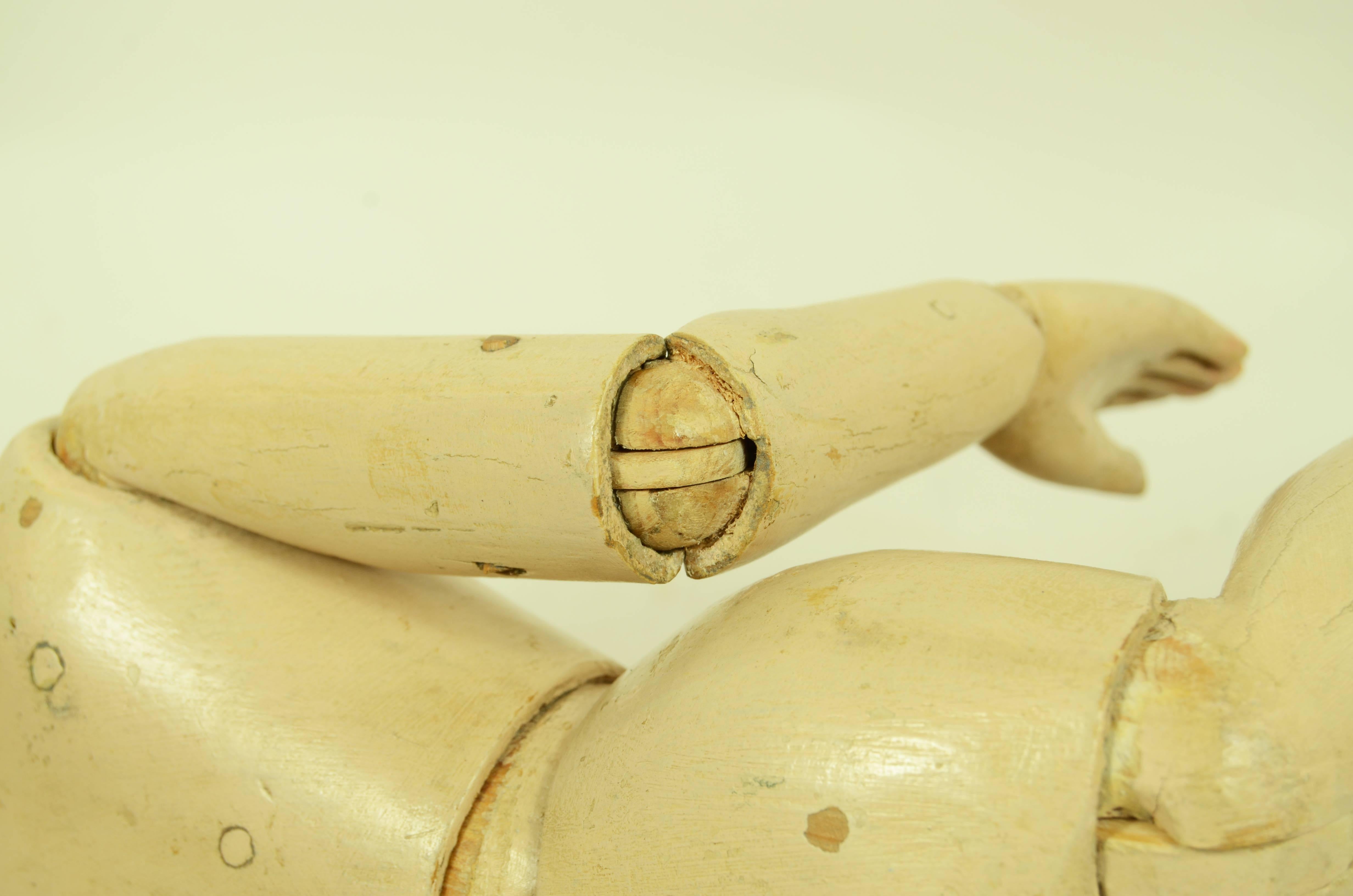 Manichino maschile da artista snodabile  fine '800 in legno di faggio 19.7 in 10