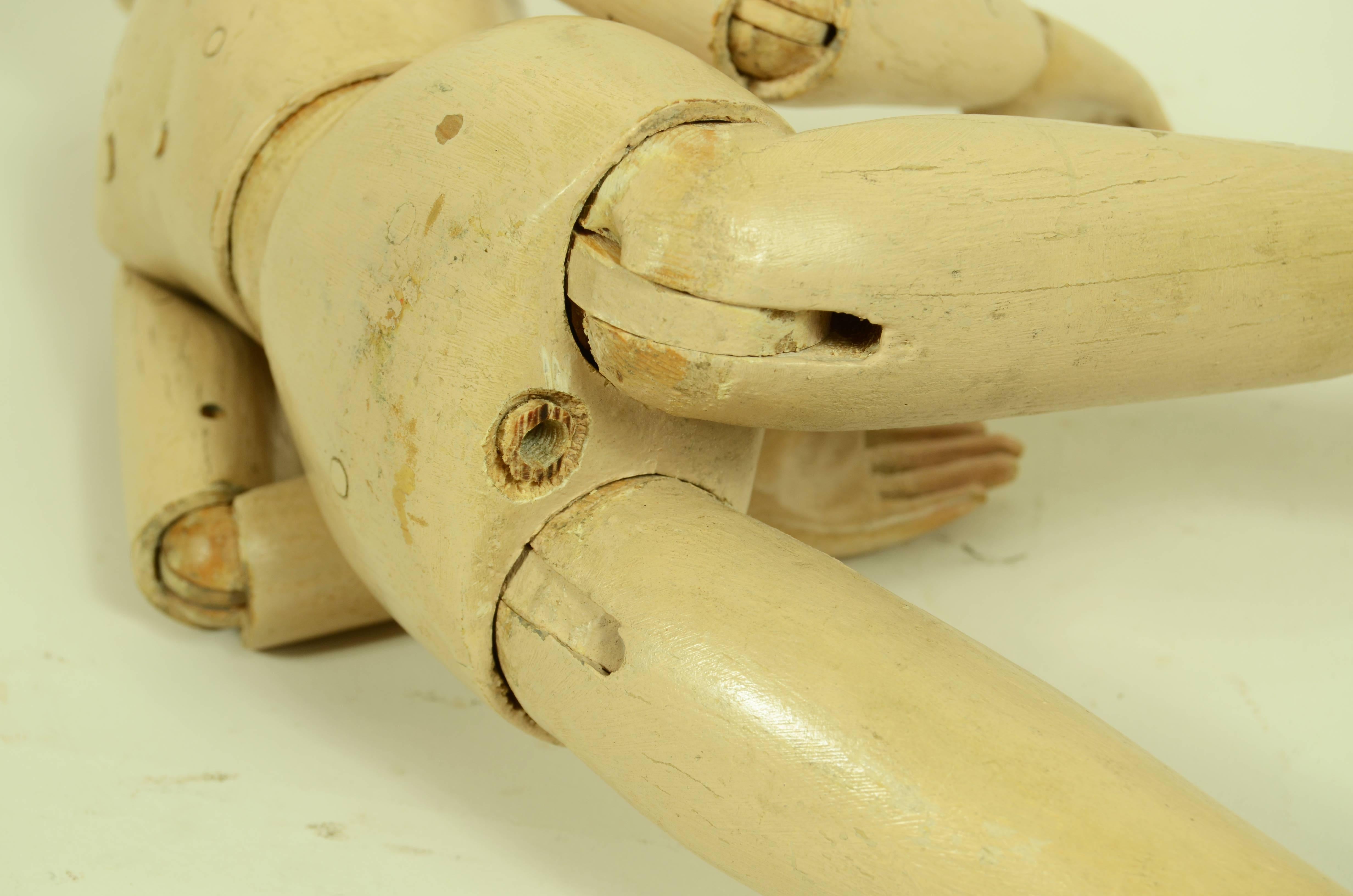 Manichino maschile da artista snodabile  fine '800 in legno di faggio 19.7 in 11
