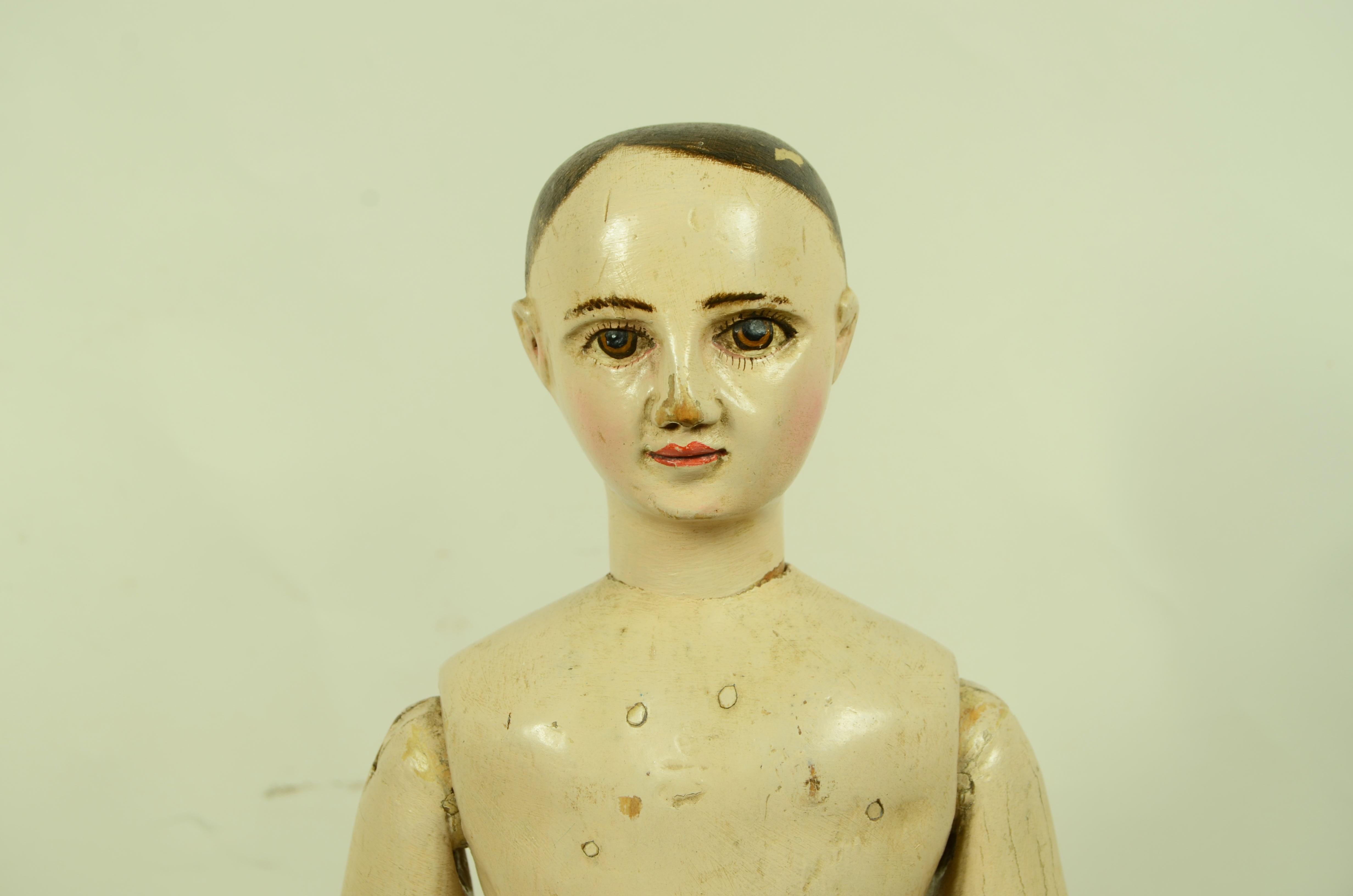 Manichino maschile da artista snodabile  fine '800 in legno di faggio 19.7 in In condizioni buone a Milan, IT