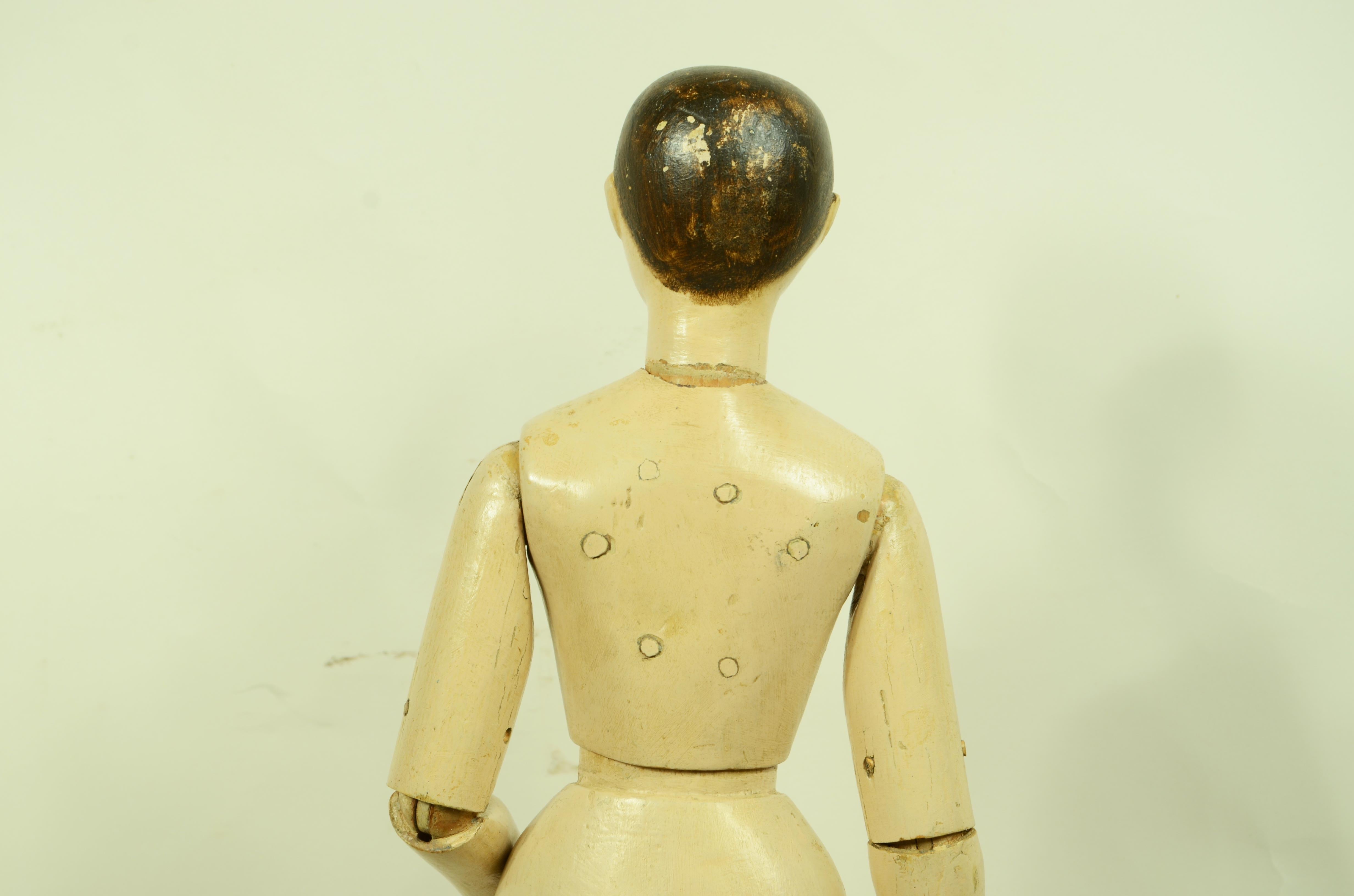 Faggio Manichino maschile da artista snodabile  fine '800 in legno di faggio 19.7 in