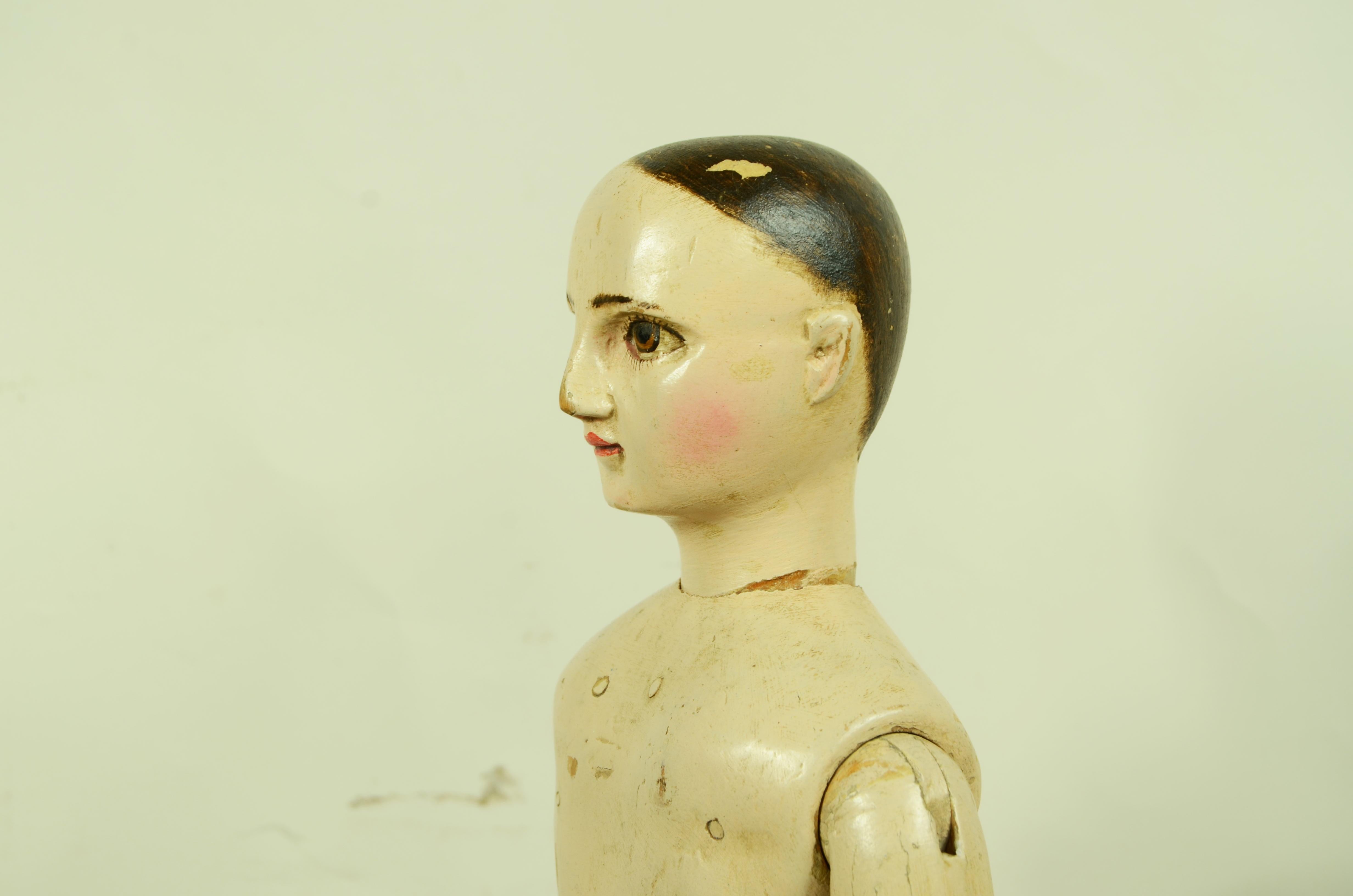 Manichino maschile da artista snodabile  fine '800 in legno di faggio 19.7 in 2