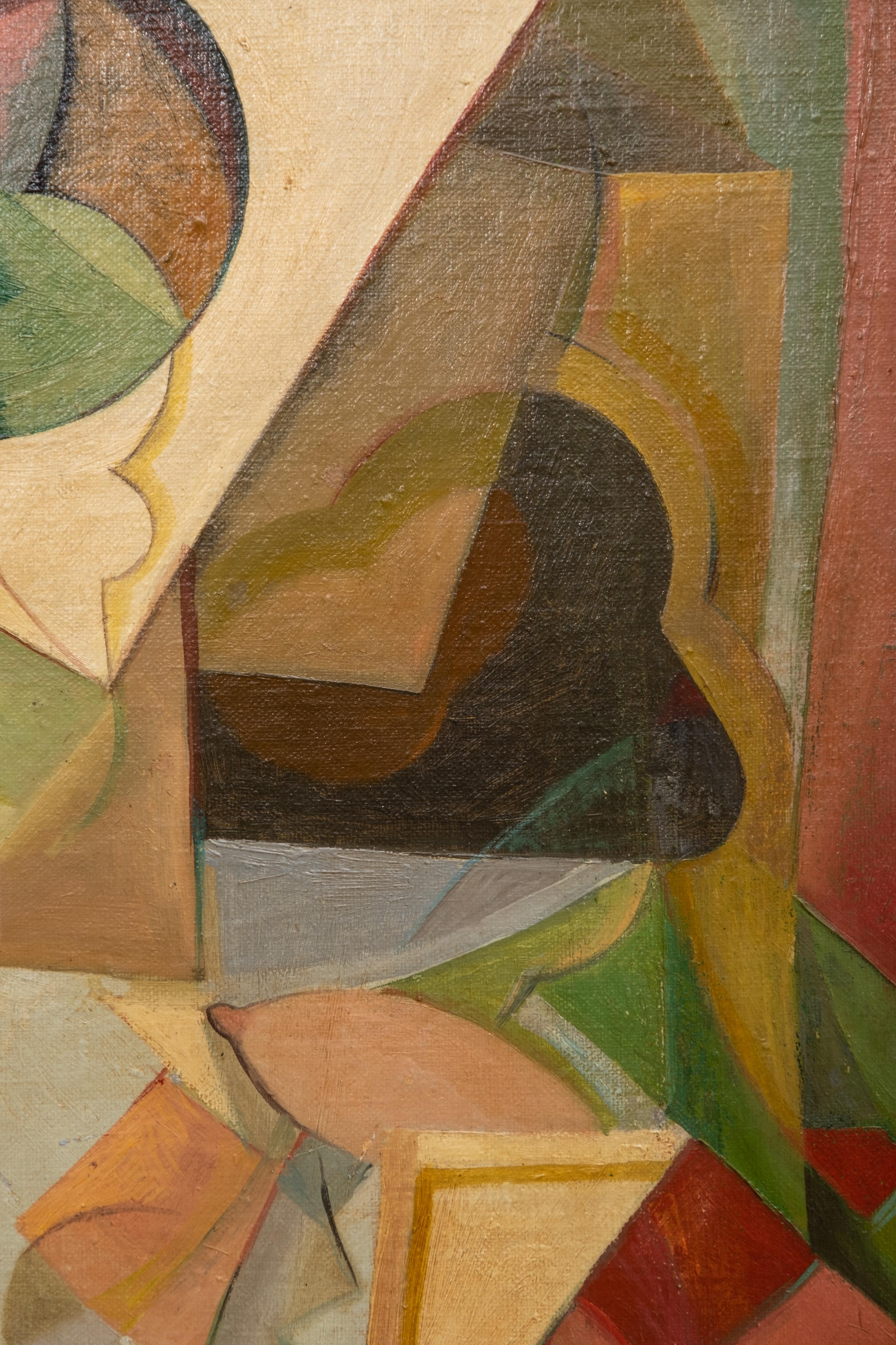 Peinture abstraite cubiste signée M Dawson huile sur toile Manierre Dawson Bon état - En vente à Hudson, NY
