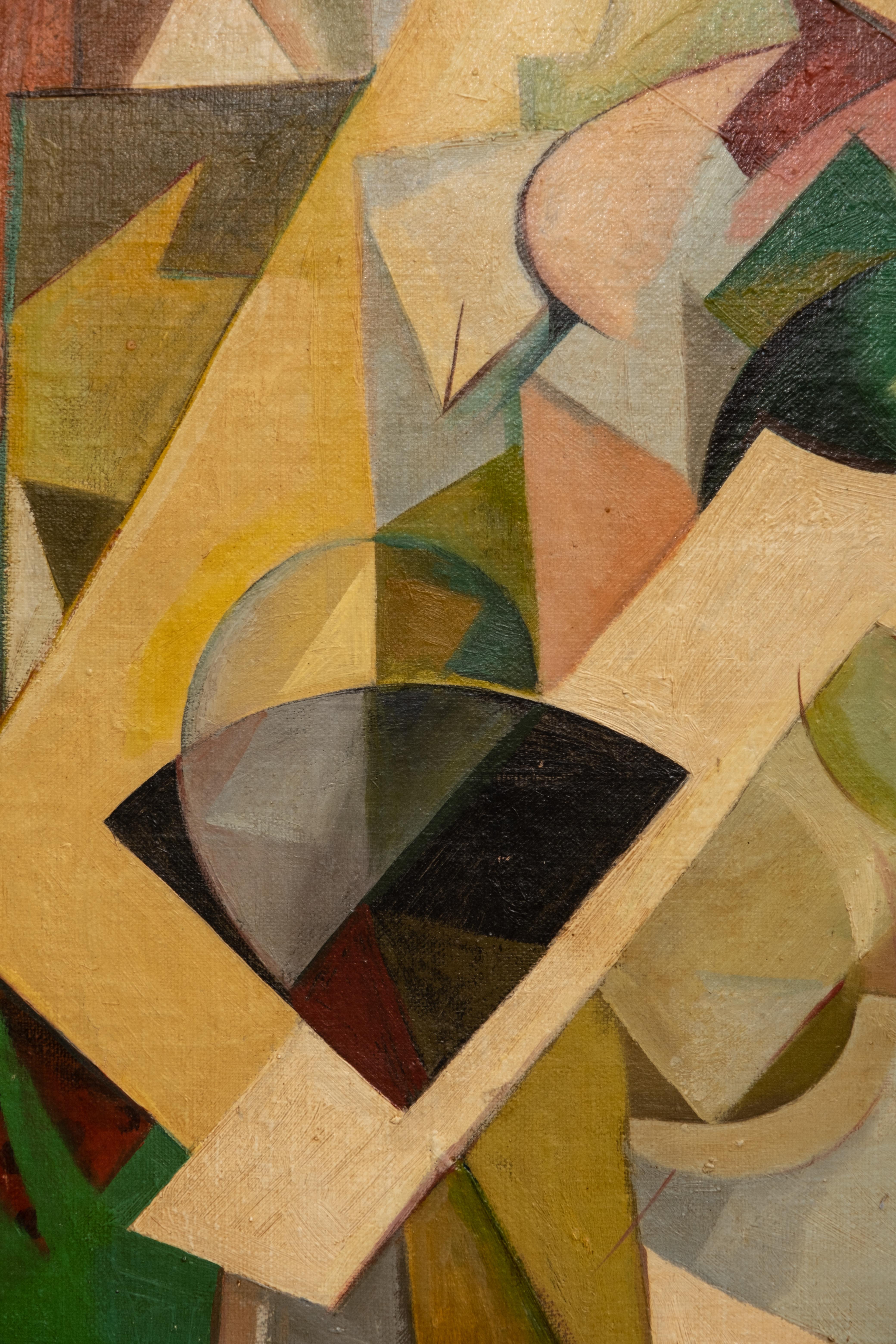 20ième siècle Peinture abstraite cubiste signée M Dawson huile sur toile Manierre Dawson en vente
