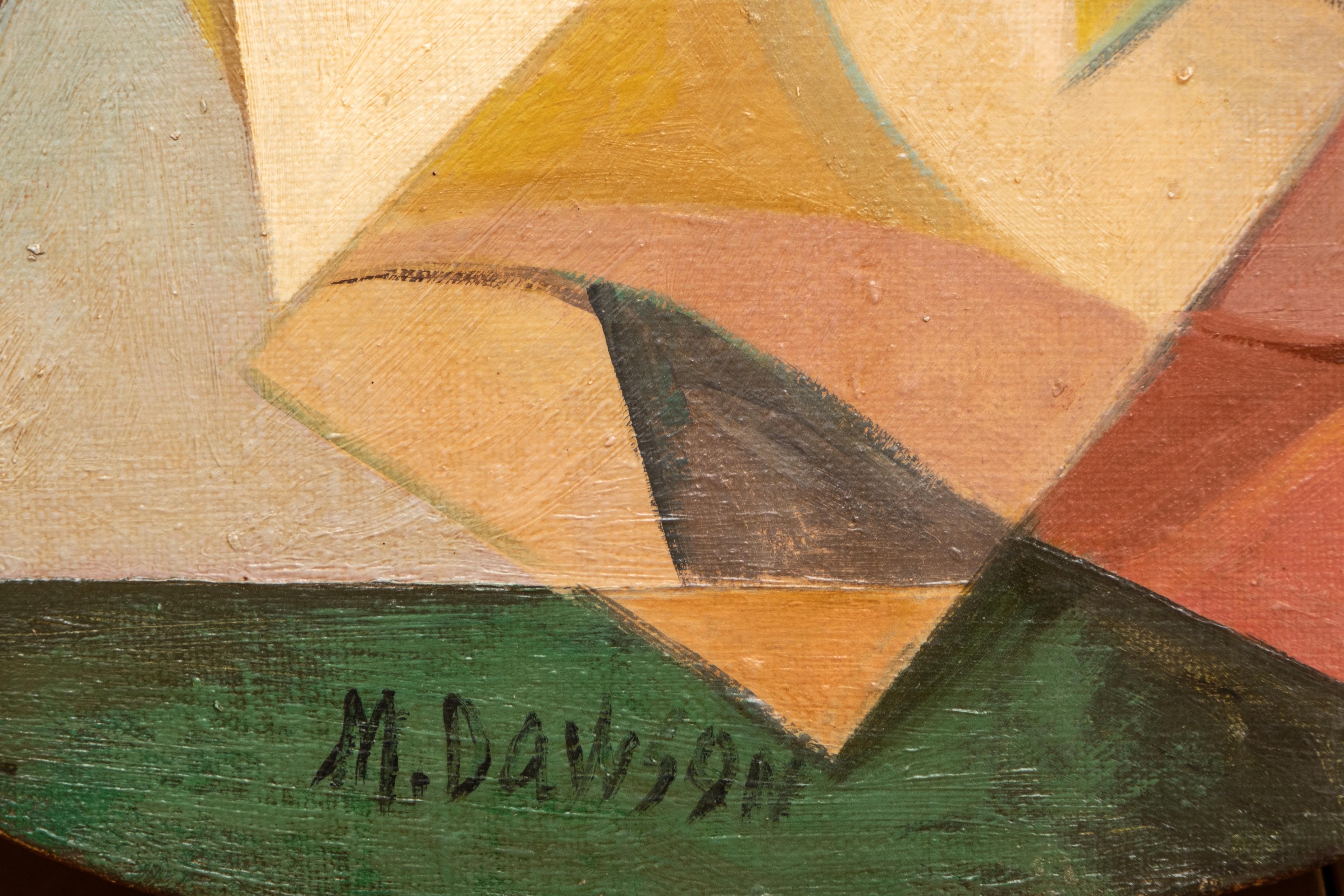 Toile Peinture abstraite cubiste signée M Dawson huile sur toile Manierre Dawson en vente