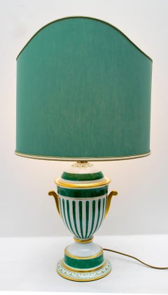 Manifattura Artistica Le Porcellane Italian Gold-Plated Table Lamp Hand Painted