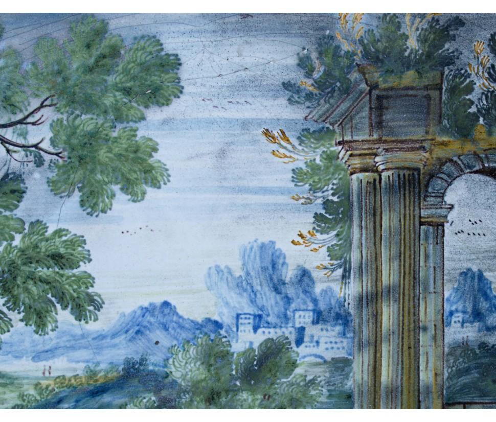 By Manifattura Castelli, Landscape with architecture and figures - Other Art Style Sculpture by manifattura castelli
