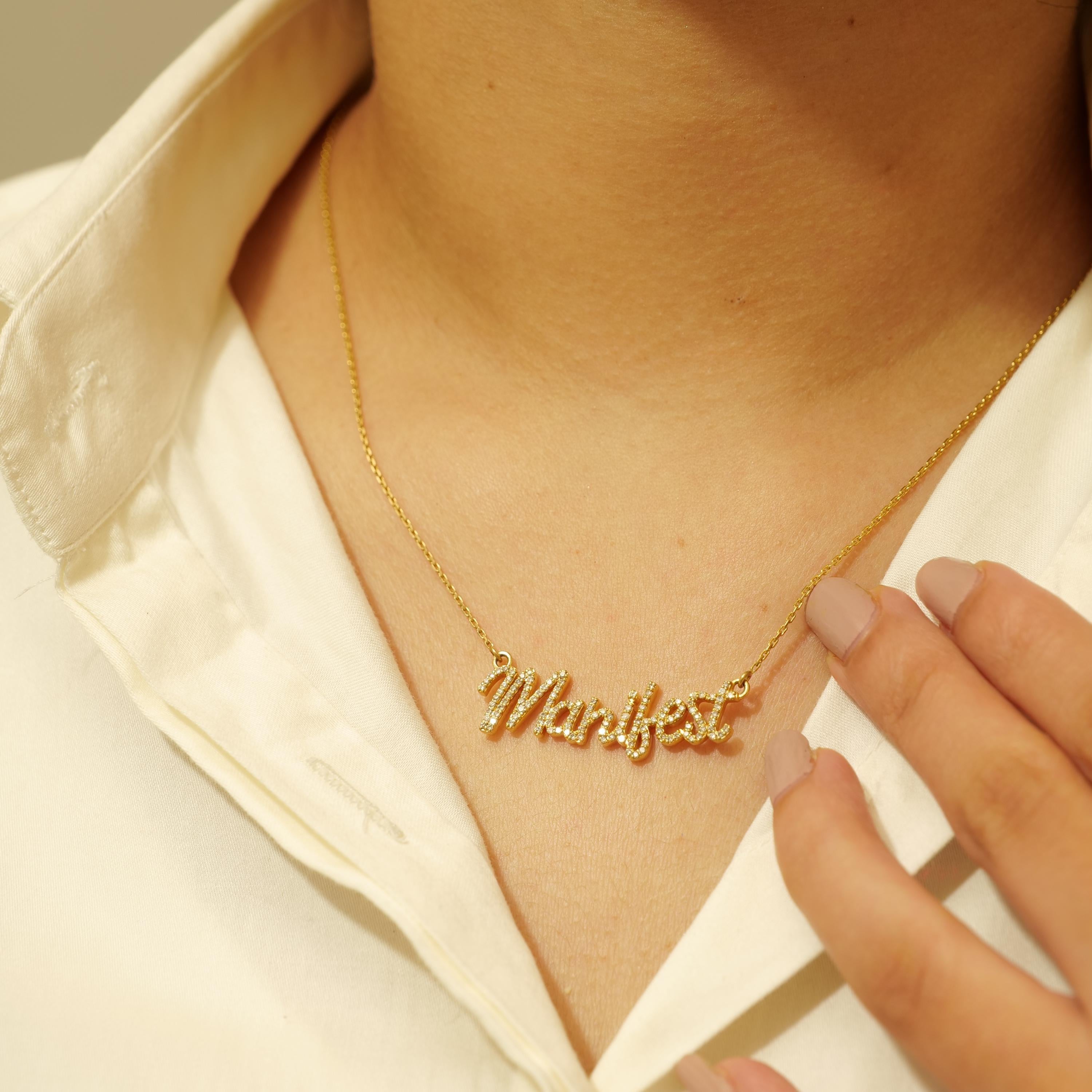 Collar Colgante Manifiesto de Diamantes en Oro Macizo de 14 K (Certificado) Art Decó en venta