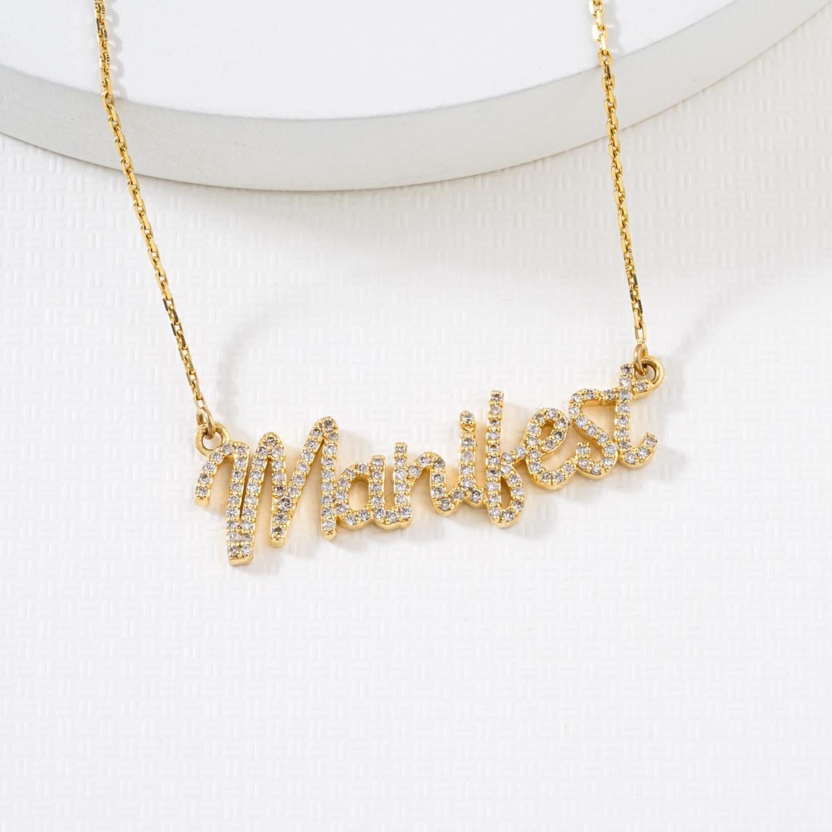 Collar Colgante Manifiesto de Diamantes en Oro Macizo de 14 K (Certificado) en Nuevo estado para la venta en New Delhi, DL