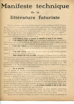 Manifeste Technique de la Littérature Futuriste, Italy 1912