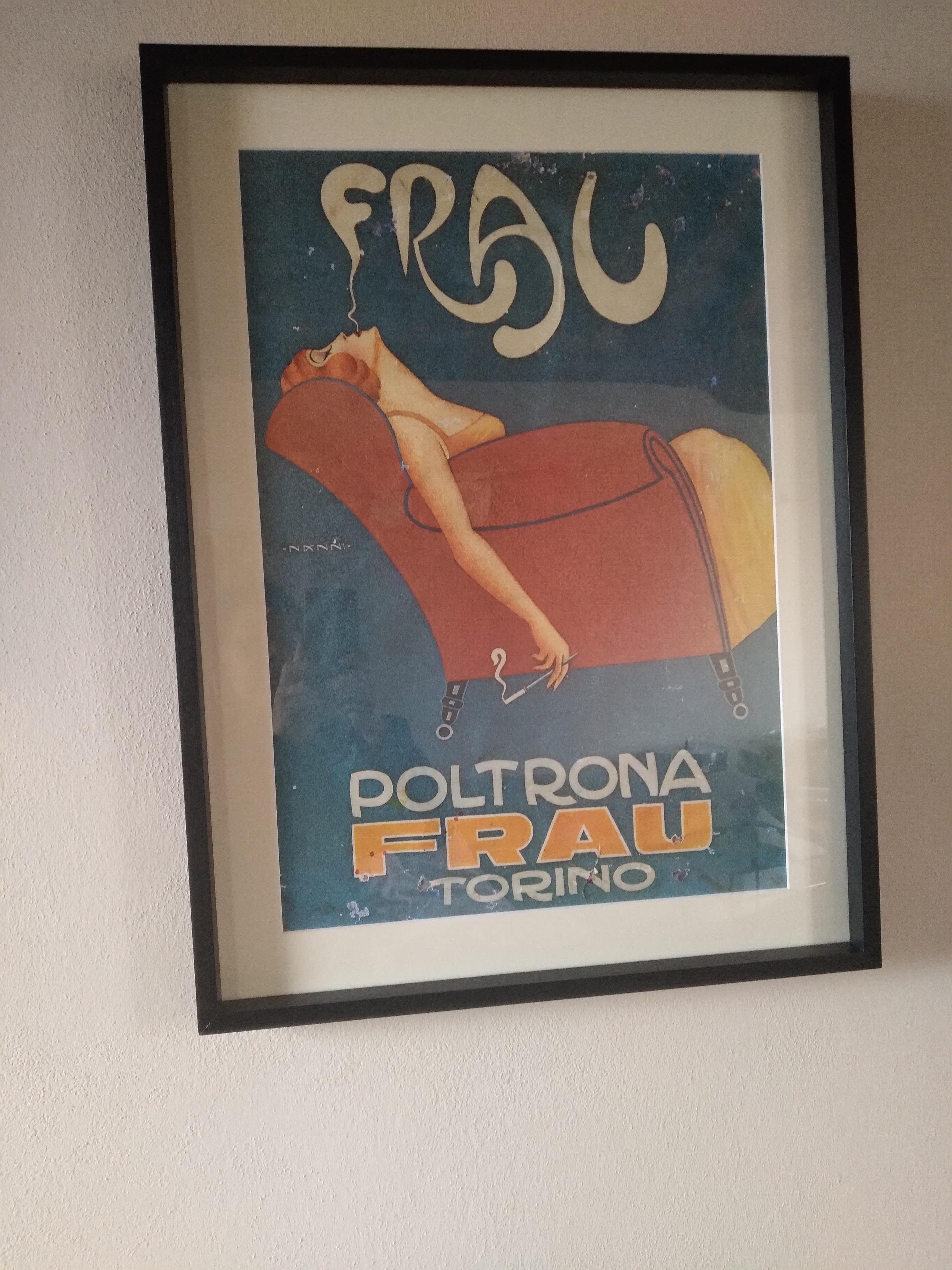 Mid-Century Modern Poltrona Frau Advertising Poster  For Sale