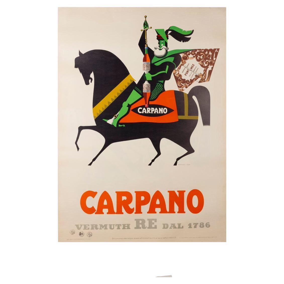 Cartel original en lienzo Vermuth Carpano 'Caval ad bruns' Armando Testa 1953