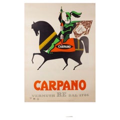 Original Leinwandplakat Vermuth Carpano 'Caval ad bruns' Armando Testa 1953