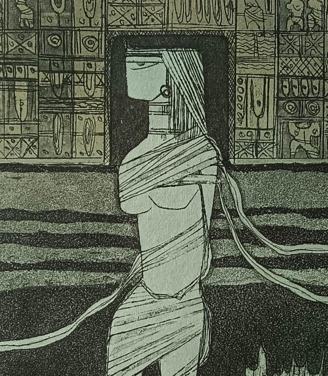 Untitled, AP-22/32, Etching Paper Indian Modern Artist Manik Talukdar 