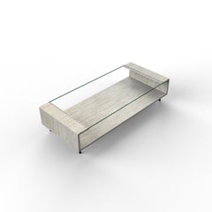 Manila 2.0 Italian Travertine Marble & Crystal Coffee Table Contemporary Design