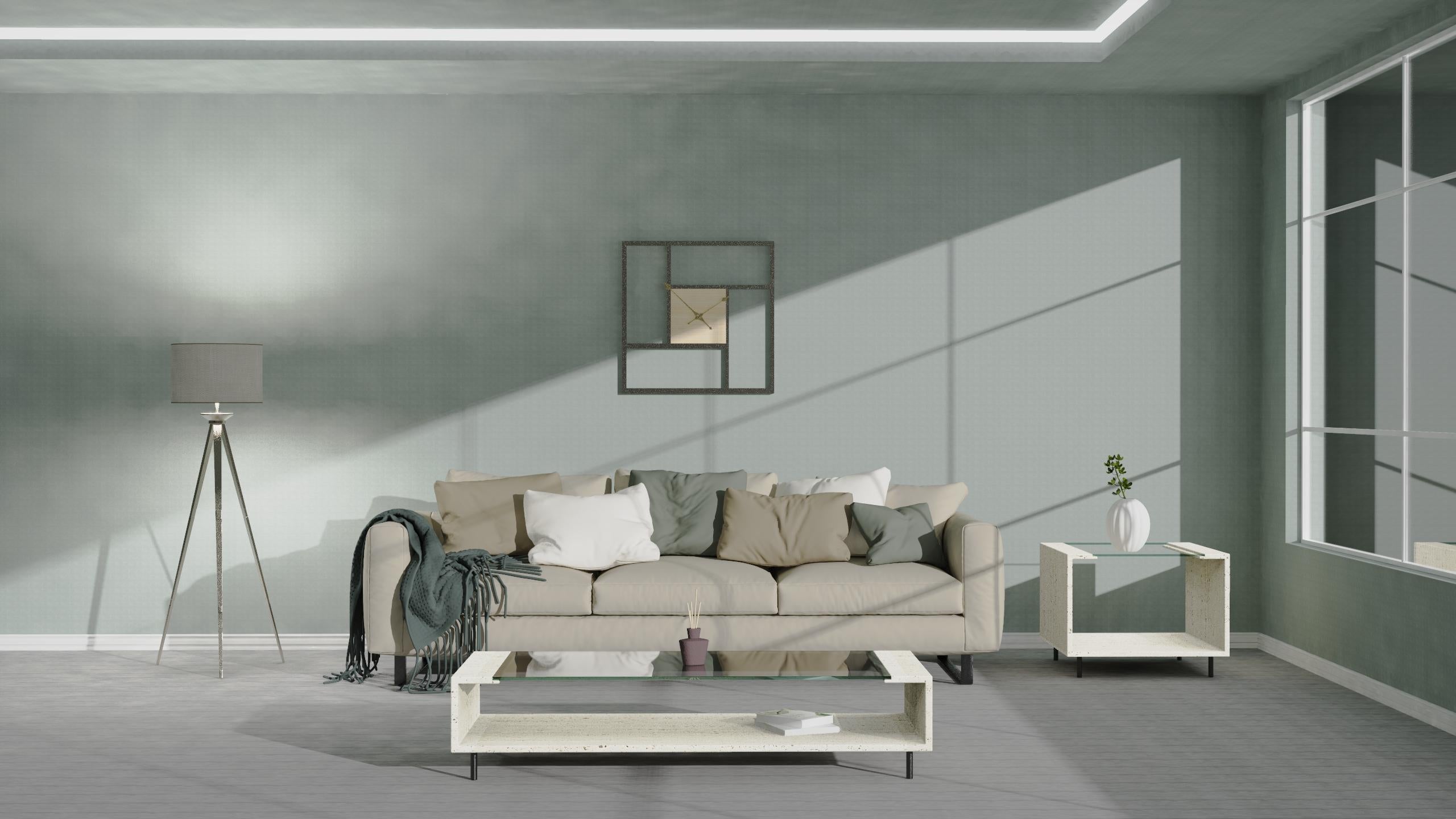 Manila 2.0 Italian Travertine Marble & Crystal Coffee Table Contemporary Design For Sale 2