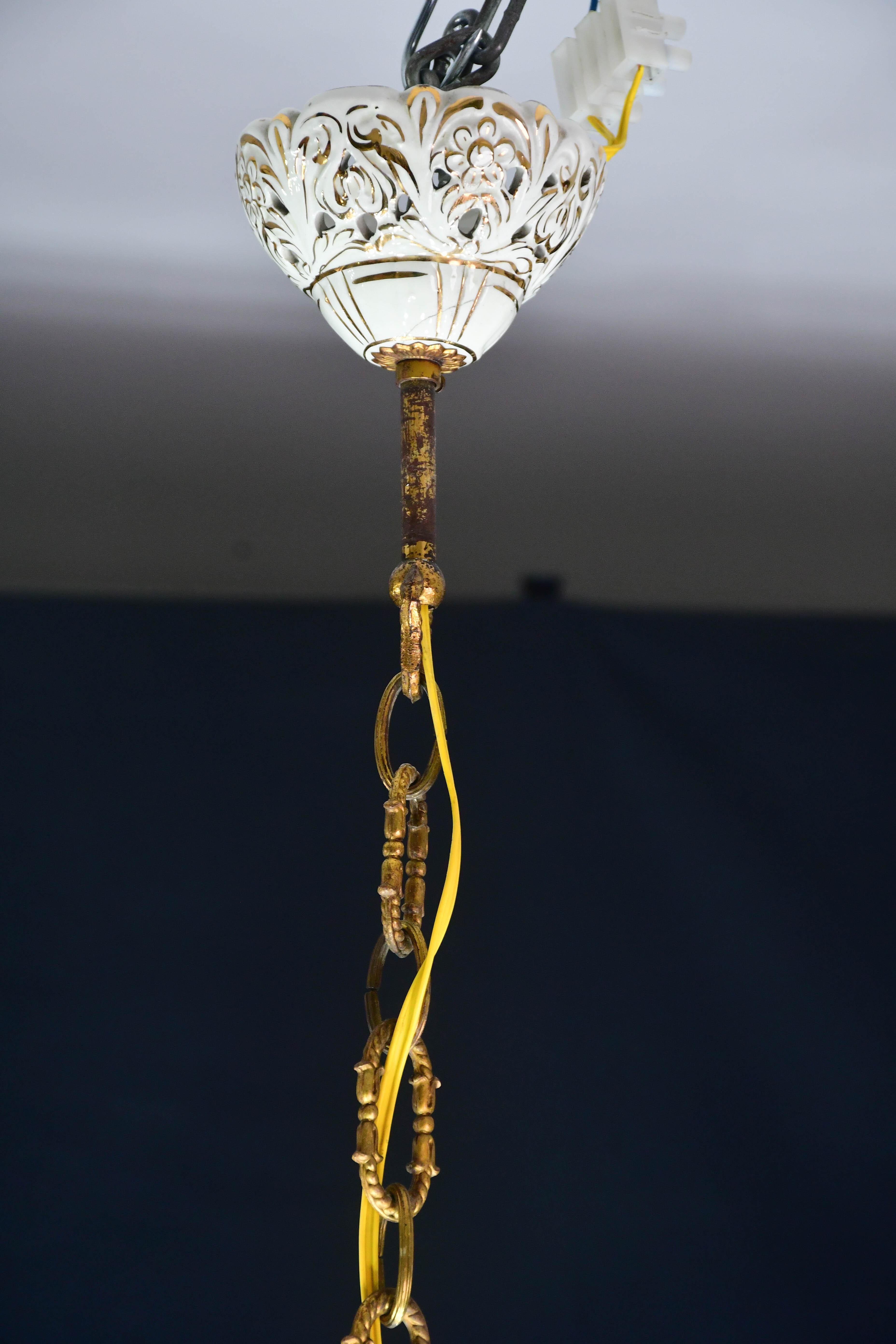 Vintage By, grand lustre italien en céramique vintage à 12 lumières, 1960 en vente 5