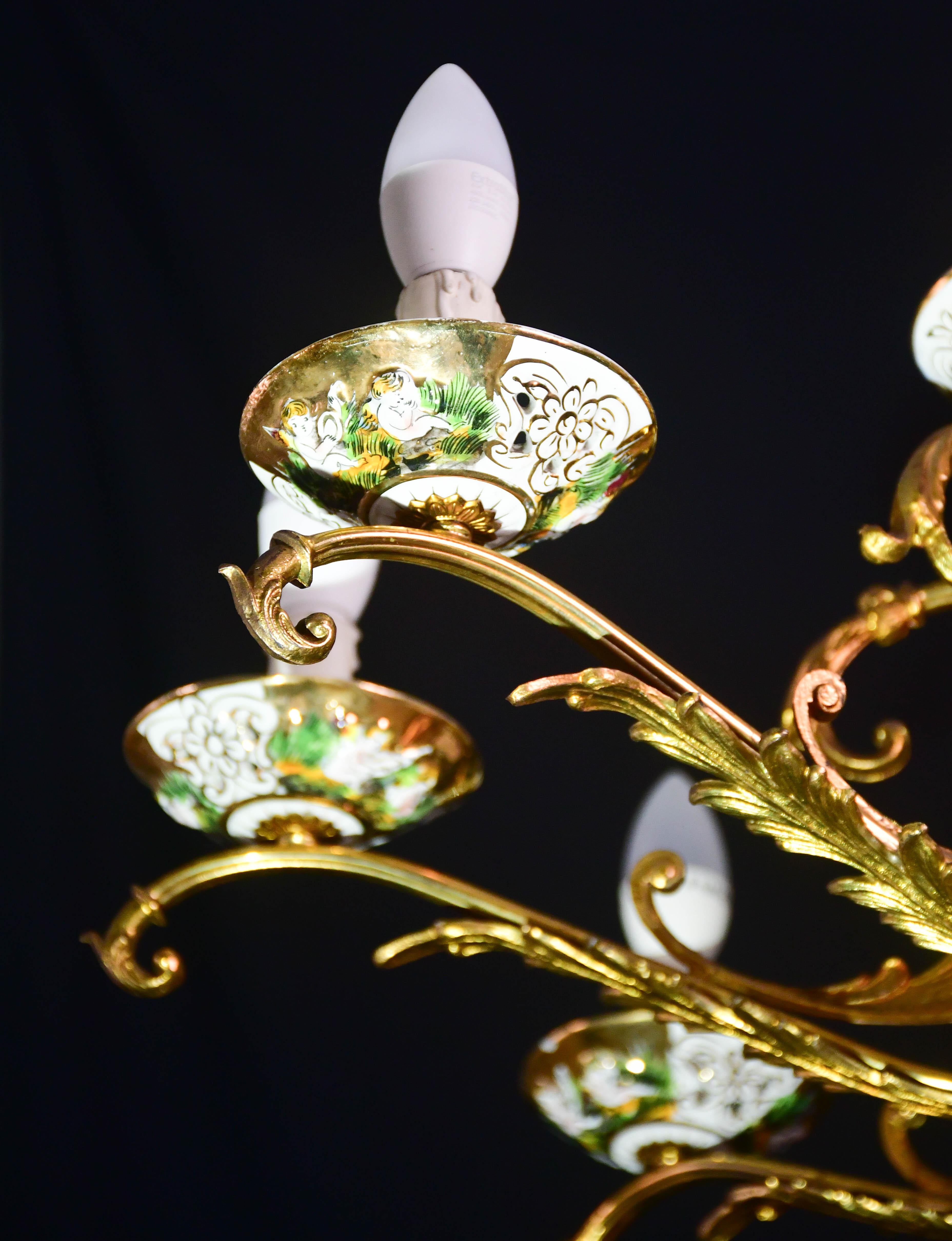 Vintage By, grand lustre italien en céramique vintage à 12 lumières, 1960 en vente 10