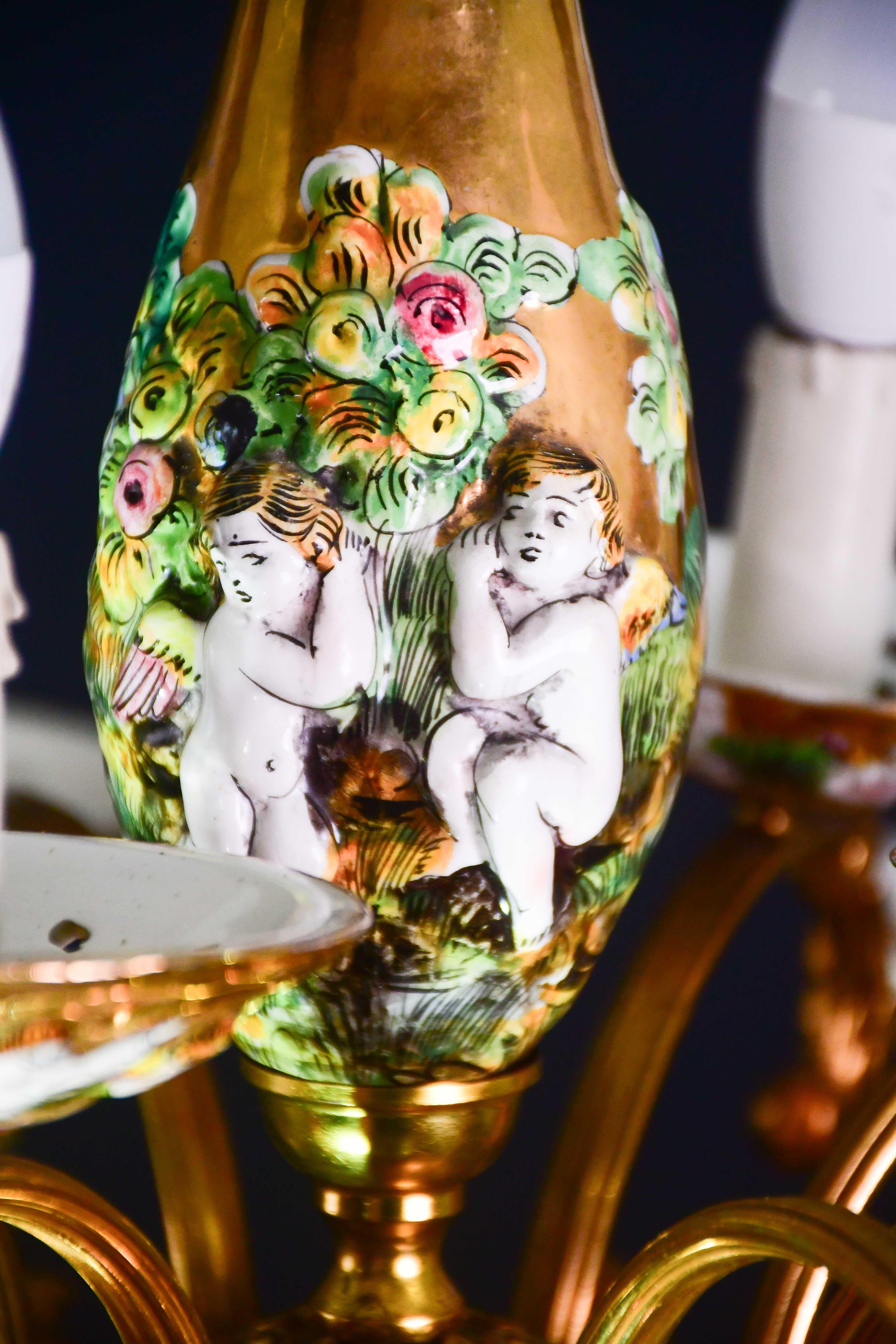 Vintage By, grand lustre italien en céramique vintage à 12 lumières, 1960 en vente 12