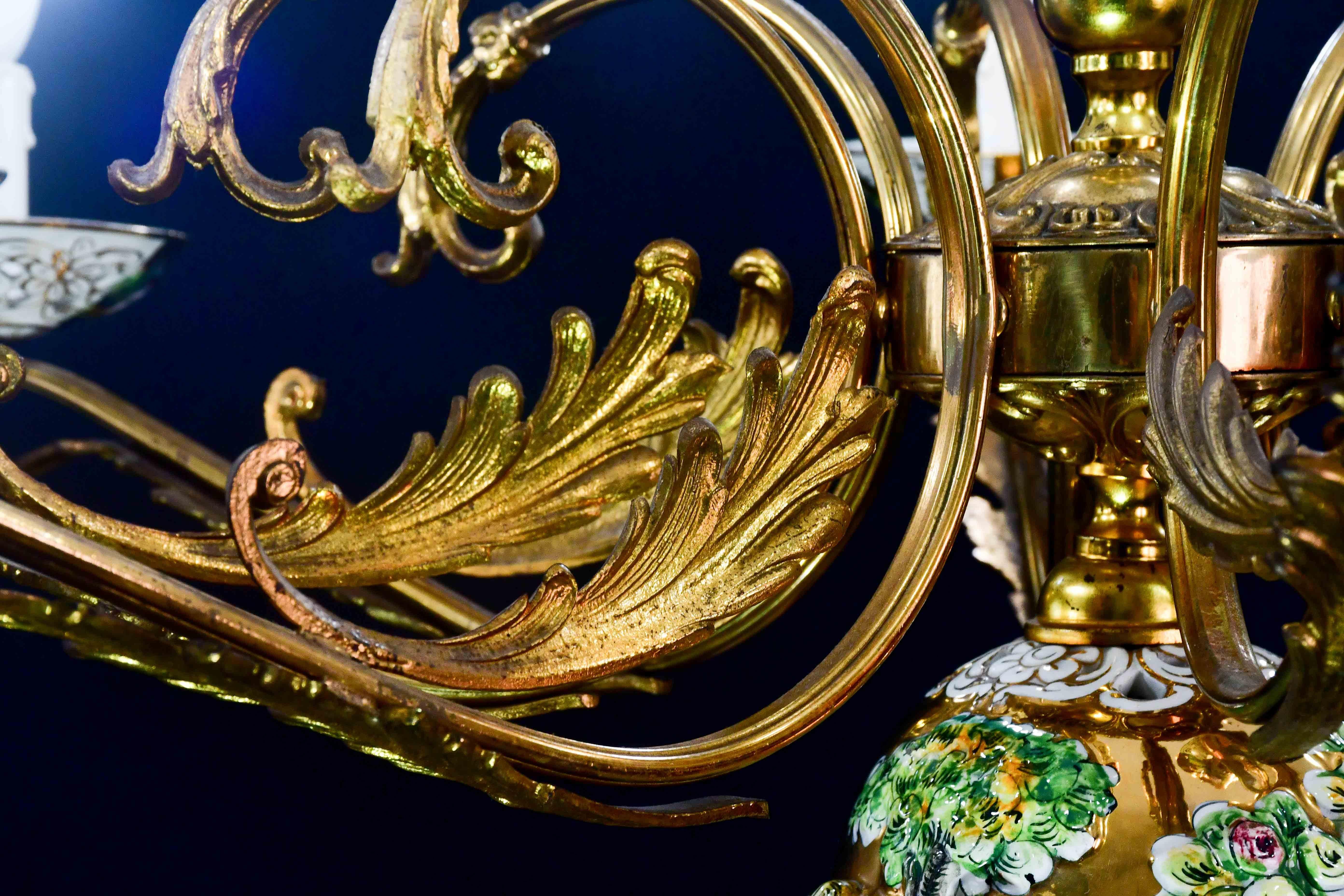 Vintage By, grand lustre italien en céramique vintage à 12 lumières, 1960 en vente 2