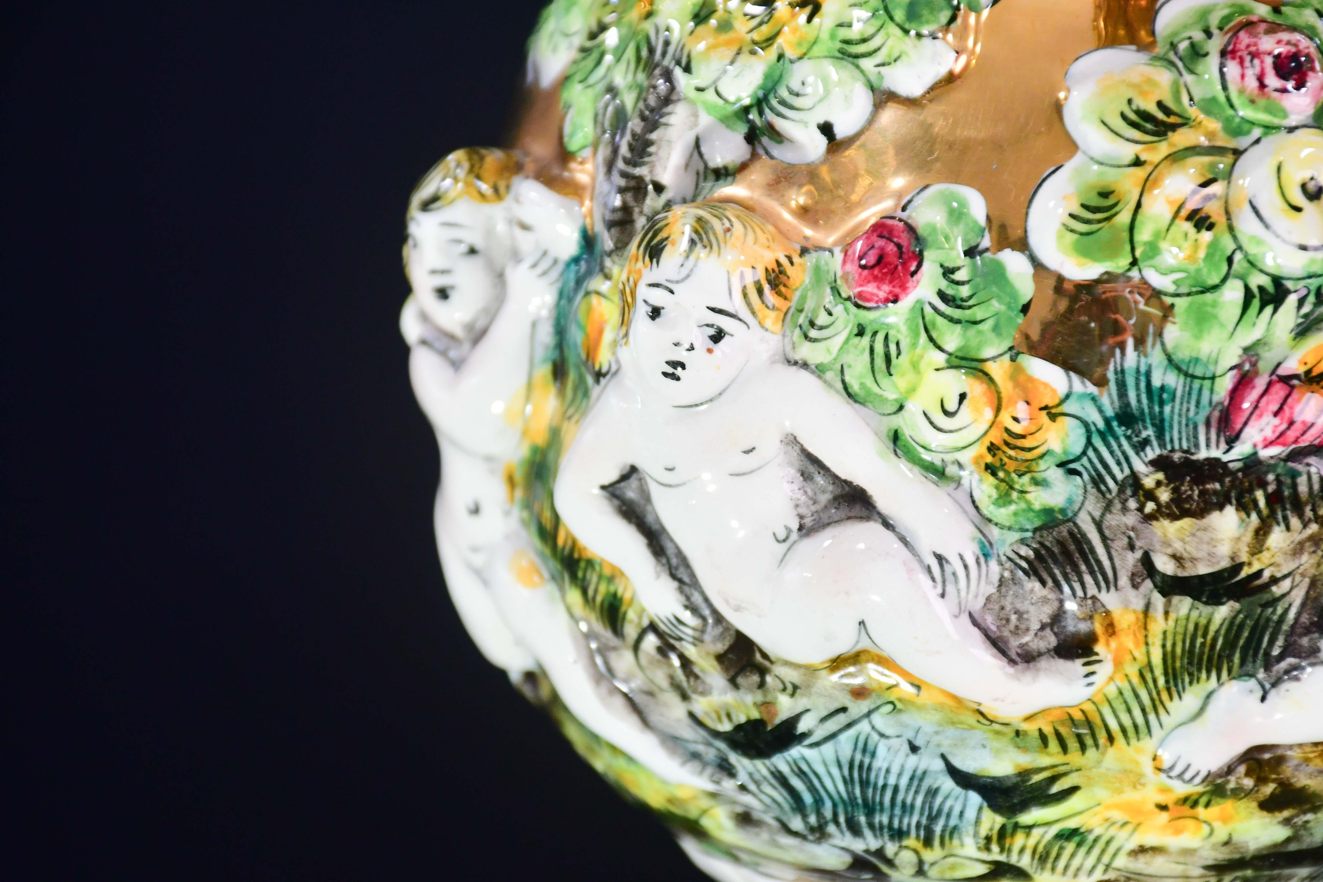 Vintage By, grand lustre italien en céramique vintage à 12 lumières, 1960 en vente 3