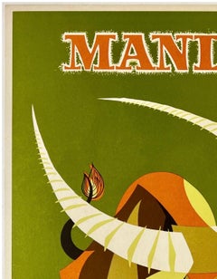 MANILA QANTAS Original Vintage Airline Travel Tourism Poster MCM Rare 15" x 20"