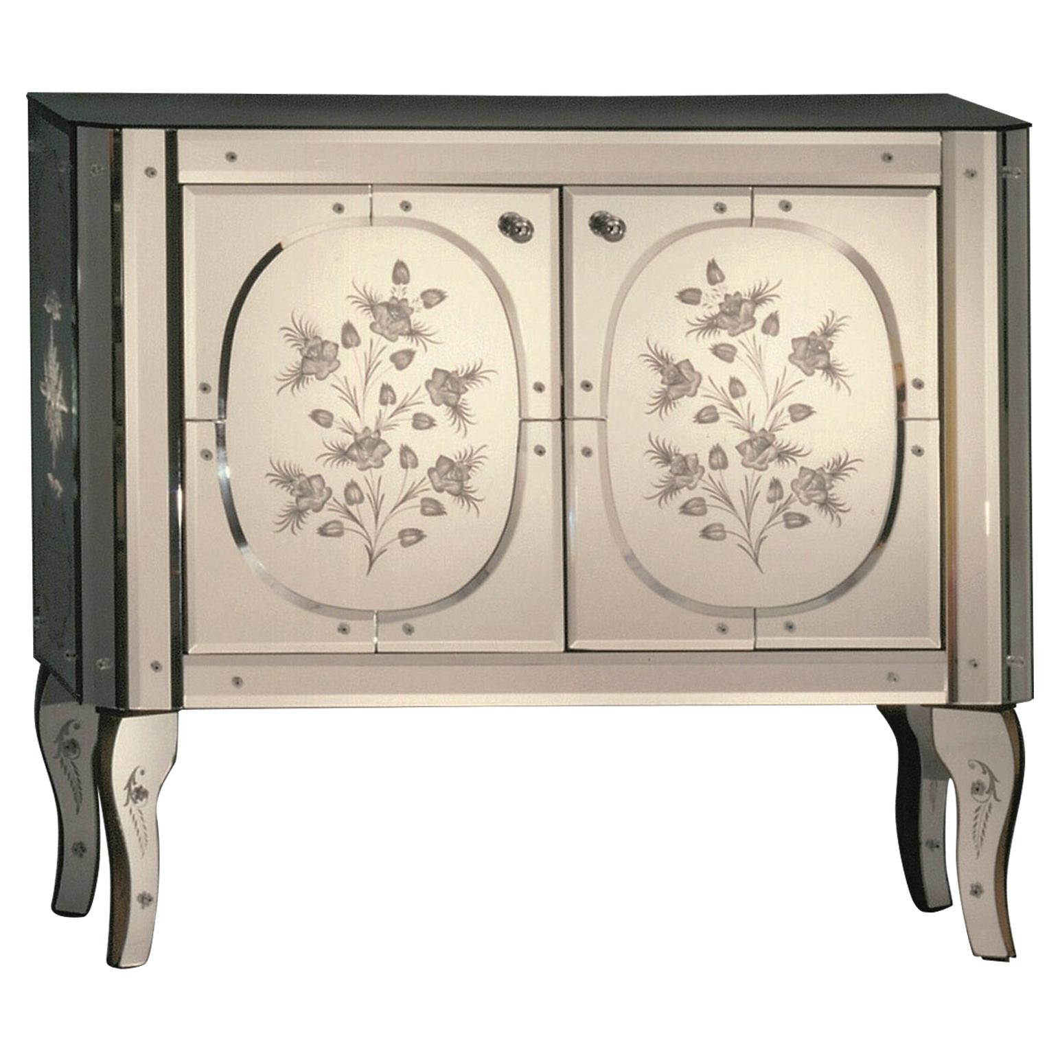 "Manin" Cabinet in Murano Glass Mirror, Handcrafted by Fratelli Tosi For Sale