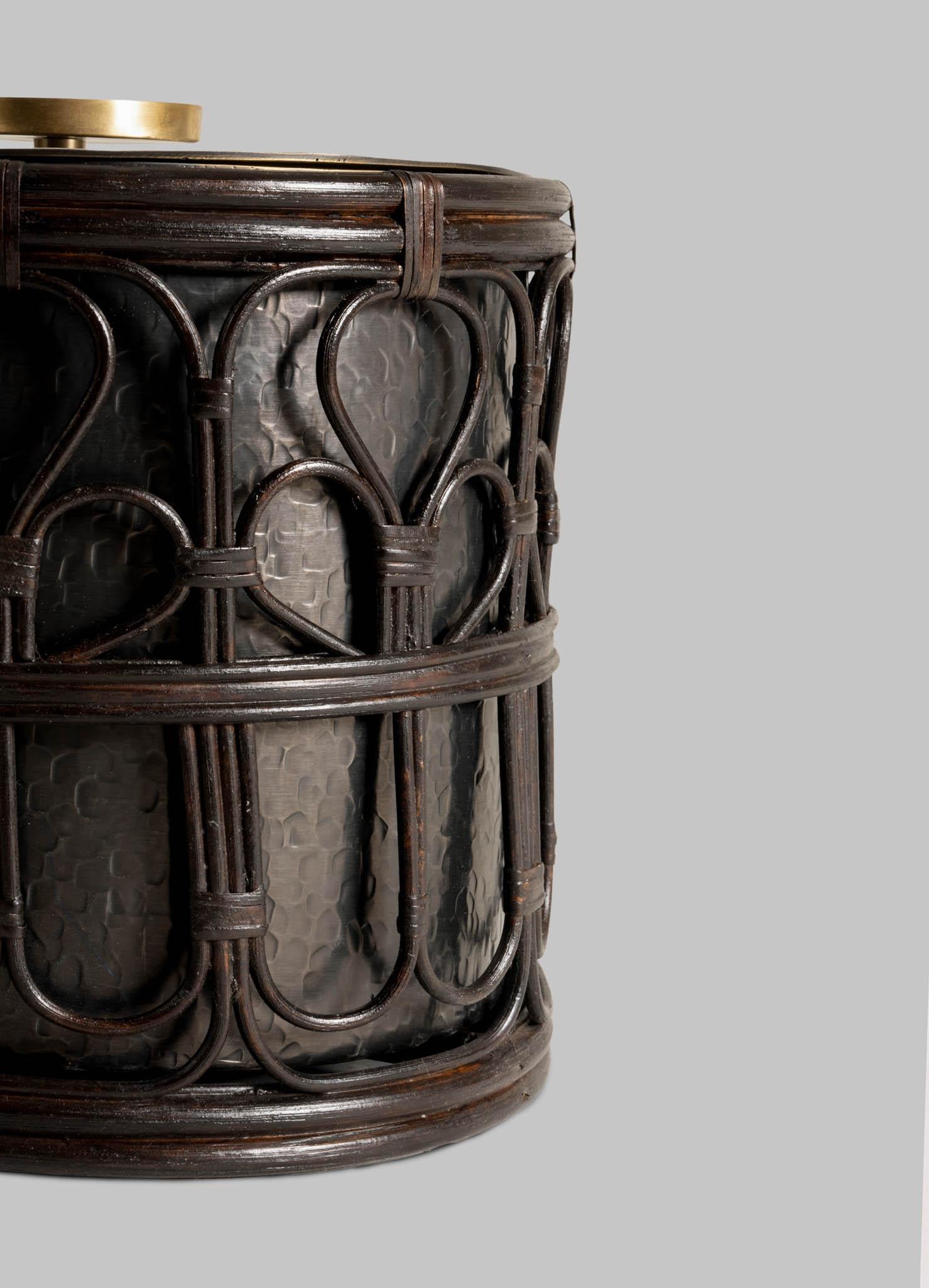 Manipur Ice Bucket Large in Brass & Cane, Viya By Vikram Goyal In New Condition For Sale In Noida, DL