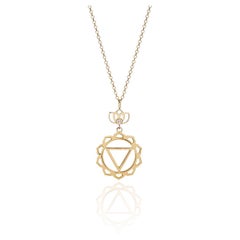 Collier chakra yoga Manipura Solar Plexus avec fleur de lotus et diamants 14 carats