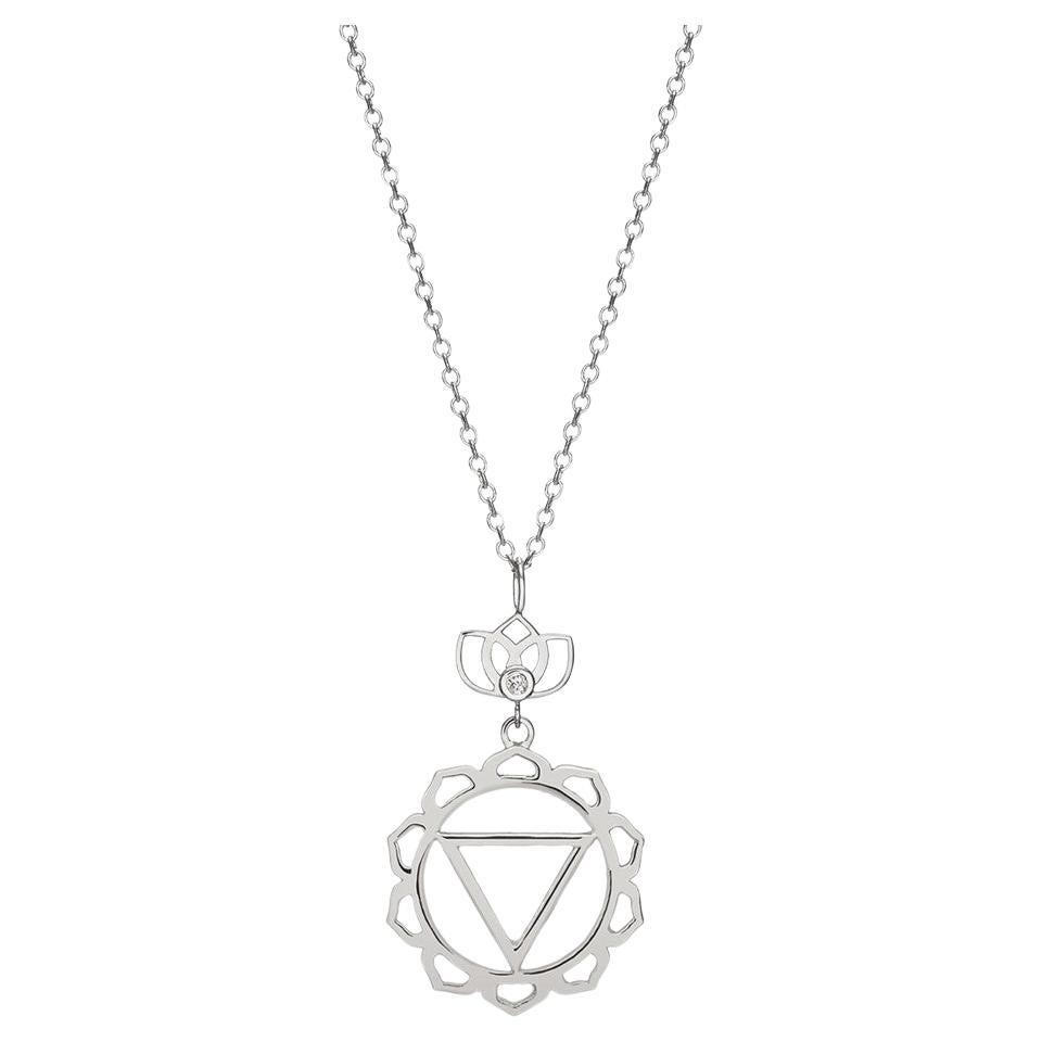 Manipura Solar Plexus Yoga Chakra Necklace with Lotus Flower Diamond 14Kt Gold