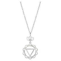 Manipura Solar Plexus Yoga Chakra Necklace with Lotus Flower Diamond 14Kt Gold