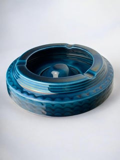 Posacenere in ceramica blu Manises, Spagna, anni '70