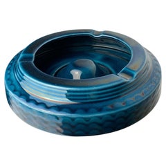 Posacenere in ceramica blu Manises, Spagna, anni '70