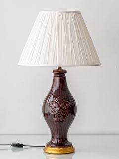 Lampe de table espagnole du milieu du siècle avec glaçure brun chocolat, années 1960