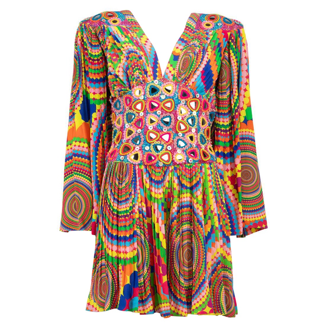 Manish Arora Dotted Mirror Embellished Mini Dress Size S