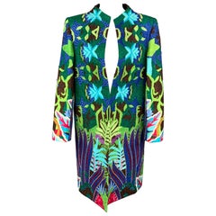 MANISH ARORA Size L Multi-Color Woven Silk Open Front Hand Crafted Coat