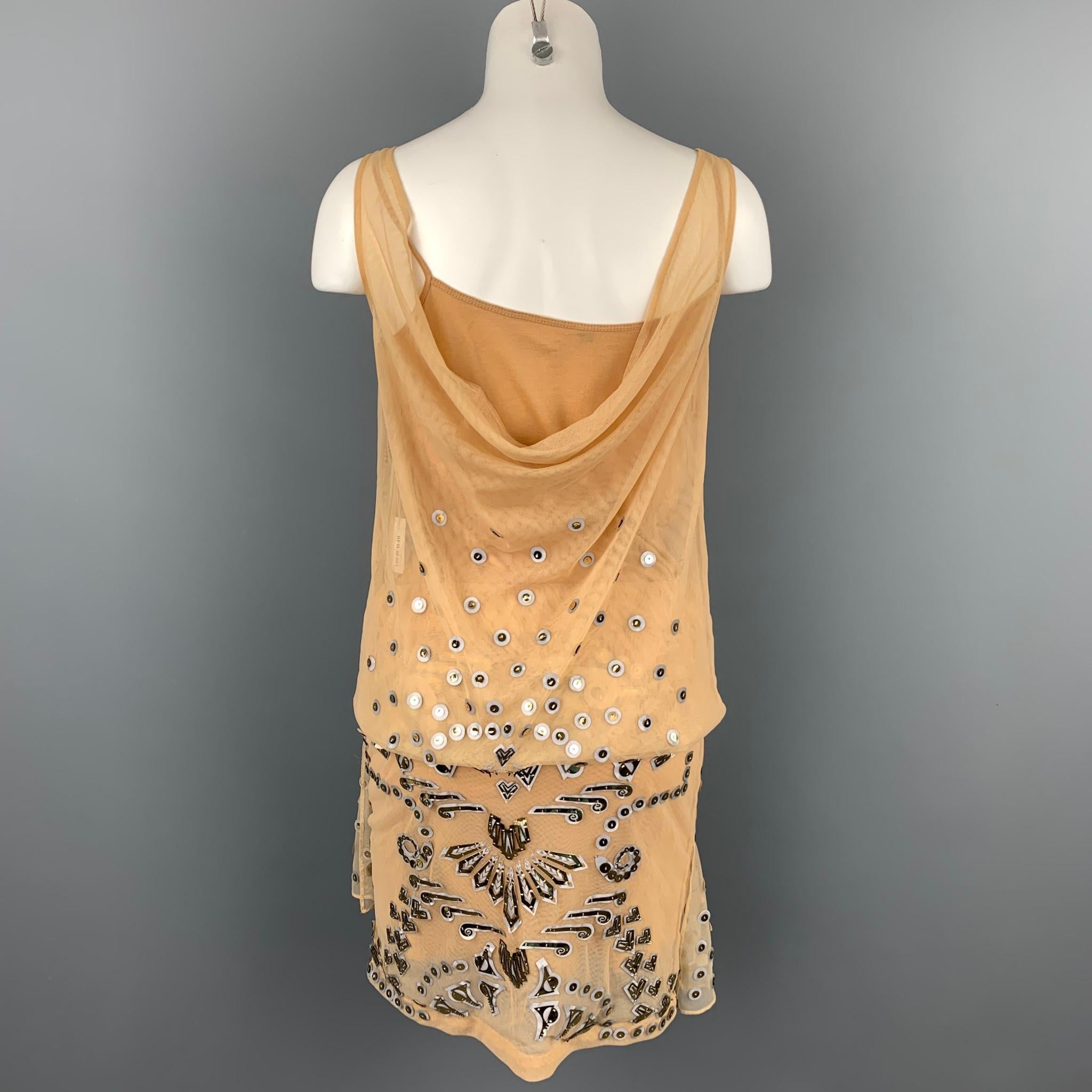 Beige MANISH ARORA Size M Natural Applique Silk Shirt Dress