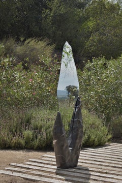 Manitas Unique Floor Mirror in Black Marble & Glass Mirror by Andres Monnier