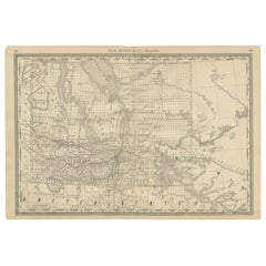 Manitoba Antique Railroad Map c.1888 - Keystone Province Cities & Towns