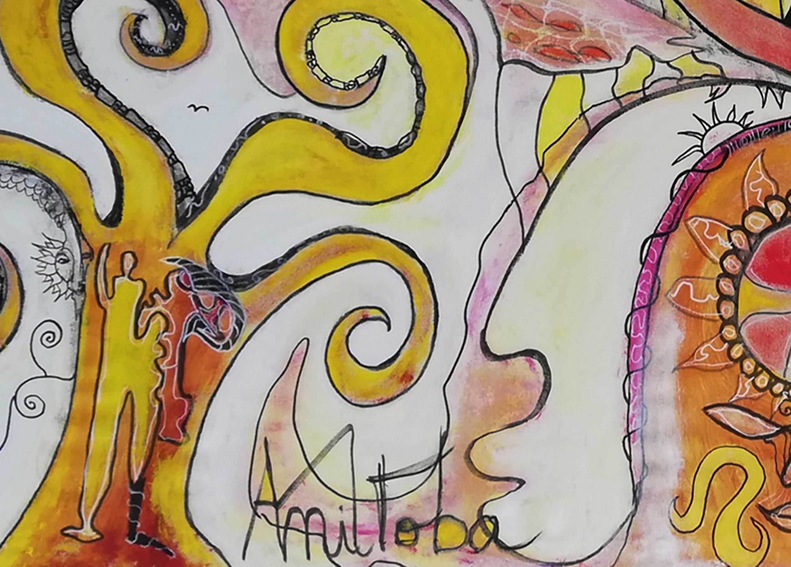 Chateau d'âmes - Abstract Painting Grigio di Manitoba