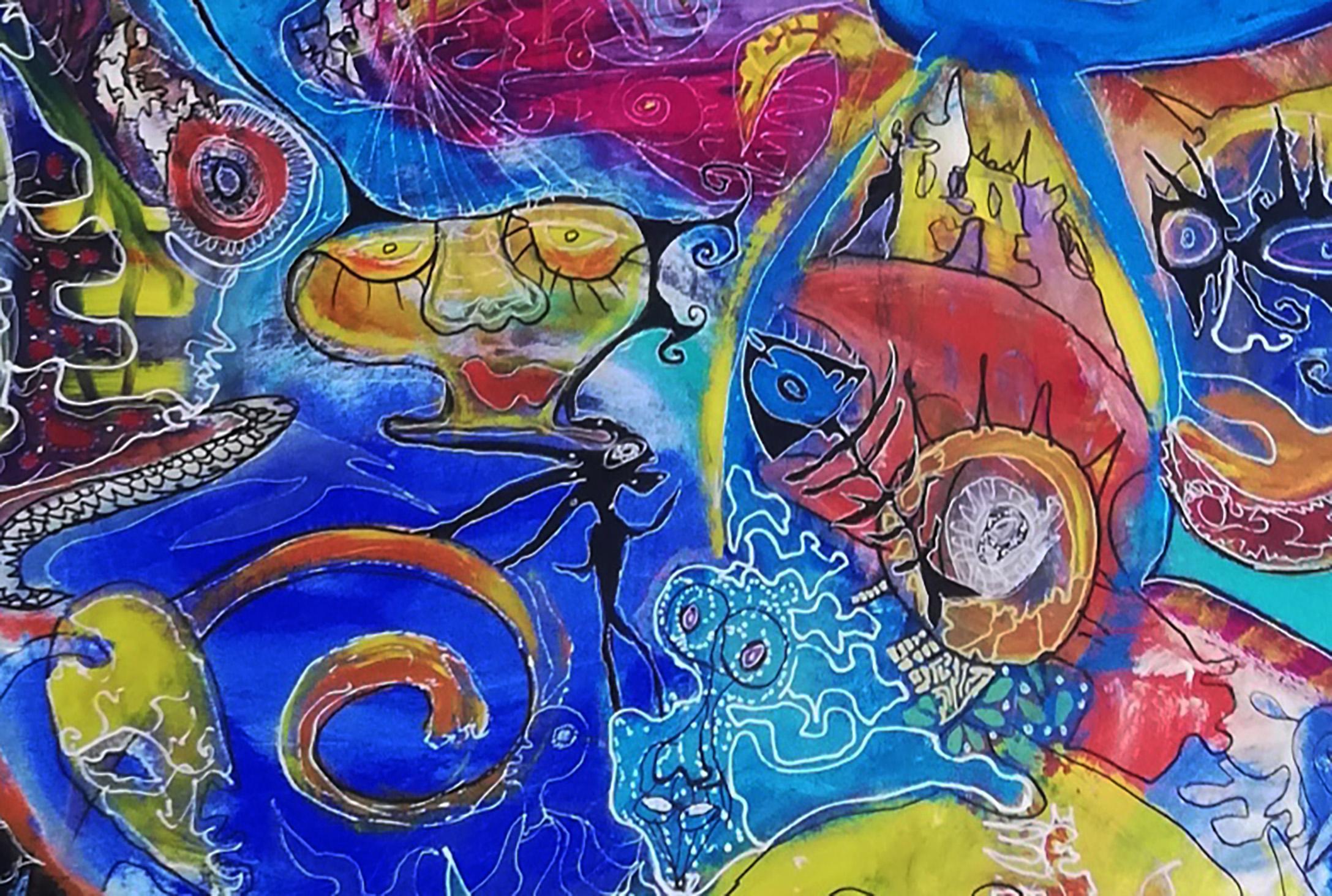 Vol du Cygne Bleu - Painting di Manitoba